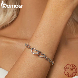 Pulseira Bamoer 925 Sterling Sliver Corações De Fita Fechados Jóias Presentes Para Mulheres BSB172