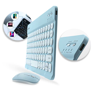 Kit Teclado E Mouse Macaron Bluetooth Ultrafino Design Elegante Compacto Compatível Celular Pc Notebook Recarregável Sem Fio Xtrad