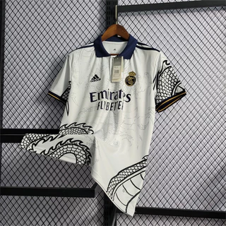 Camisa de Futebol 22-23 R-M Dragão Chinês Branco Masculino Edição Especial Sweatshirt