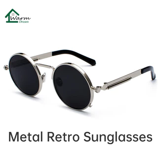 Óculos De Sol Punk Metal Clássico Retro Masculino Feminino Steampunk Redondo Góticos UV400 Protetor Solar De Verão