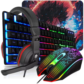 Kit Gamer Teclado Led + Mouse Gamer Led 3600dpi + Pad Speed + Headset Gamer