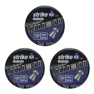 CHUMBINHO TECHNOGUN STRIKE DIABOLO 8,57G R 500UN. 4.5MM - COMBO 03 LATAS