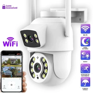Câmera De Segurança Lente Dupla ICSEE IP66 Wi-Fi 360 ° Sensor De Movimento De Visão Noturna 2 Em 1 Fixo