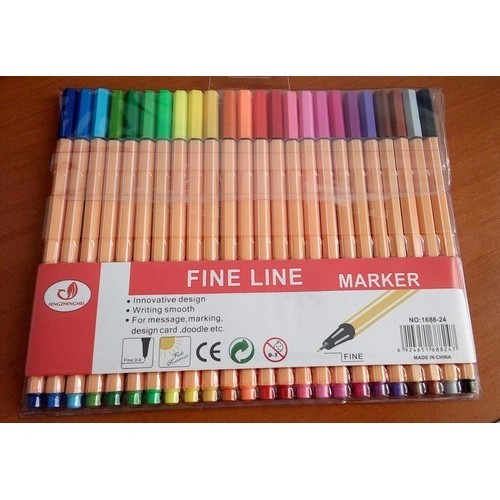 Kit 6/12/24 Canetas Coloridas Fine Line Ponta Fina 0.4 mm Escolar