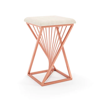 Banqueta Pacific Baixa 48cm em Metal Rose Gold e Assento
