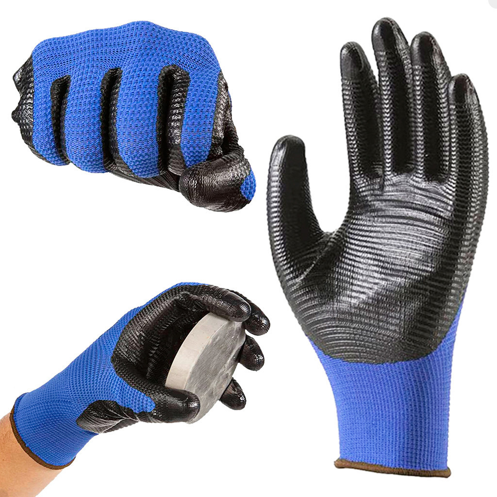 Kit 3 Luva 1006n Multitato Emborrachada Azul C/ Banho Nitrilico Resistente EPI CA 41076 pares forte Supersafety ss1006n