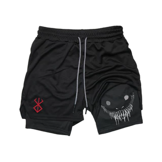 Anime berserk shorts Homens 2 Em 1 De Treinamento De Ginástica Treino Rápido E Seco jogging