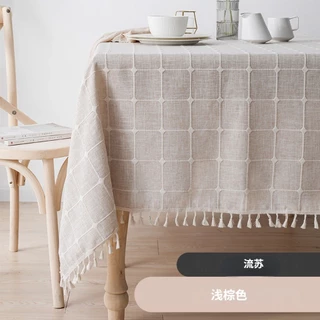 Imitação de algodão e linho toalha de mesa, pano de pó de borla, cozinha, decoração de sala