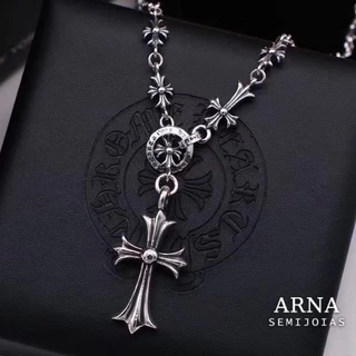 60cm Colar Chrome Hearts Com Cruz Pingente Banhado a ouro 18K Estilo Punk Acessórios Presentes X0083