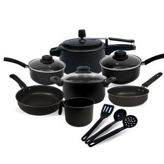 Jogo de Panela Teflon Antiaderente Premium Tampa Vidro Panela de Pressão 2.5L Pequena