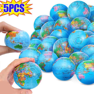 5Pcs Mini Bolas De Estresse Terrestre Educacionais Para Meninos Meninas/Exercício De Dedo PU Globo De Espremer Kids Novelty Toys