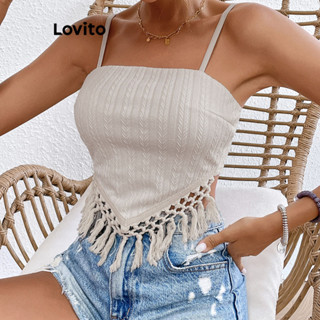 Lovito Regata Feminina Boho Com Borla Simples LNL36040 (Damasco)