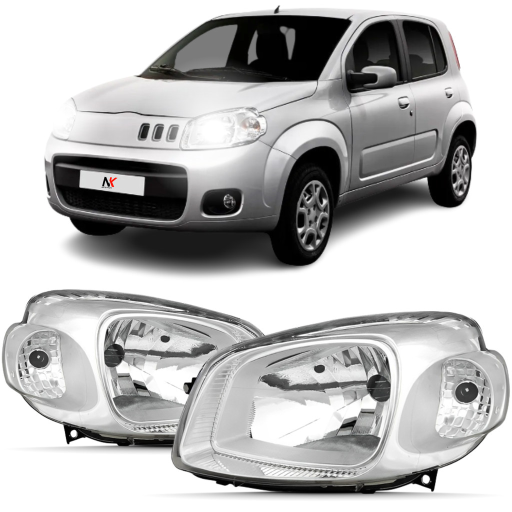Farol Fiat Uno Vivace 2010 2011 2012 2013 á 2016 Cromado Par / Un ...