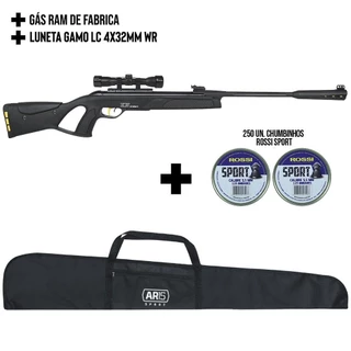 CARABINA DE PRESSÃO GAMO ELITE PREMIUM I GT 5.5MM + LUNETA LC 4X32 WR + TÁTICO 04