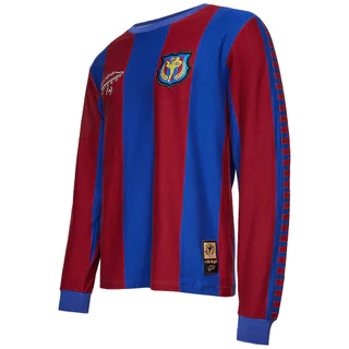 Camisa Barcelona Anos 80 Retrô Maradona Manga Longa Masculino