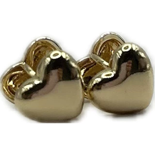 Brinco semijóia coração liso 10 mm Banhado Ouro