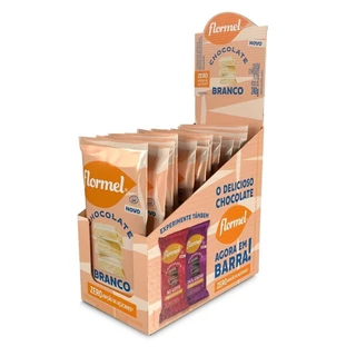 Barra De Chocolate Branco, Zero Açucar - Caixa Com 12 Unidades De 20G Cada