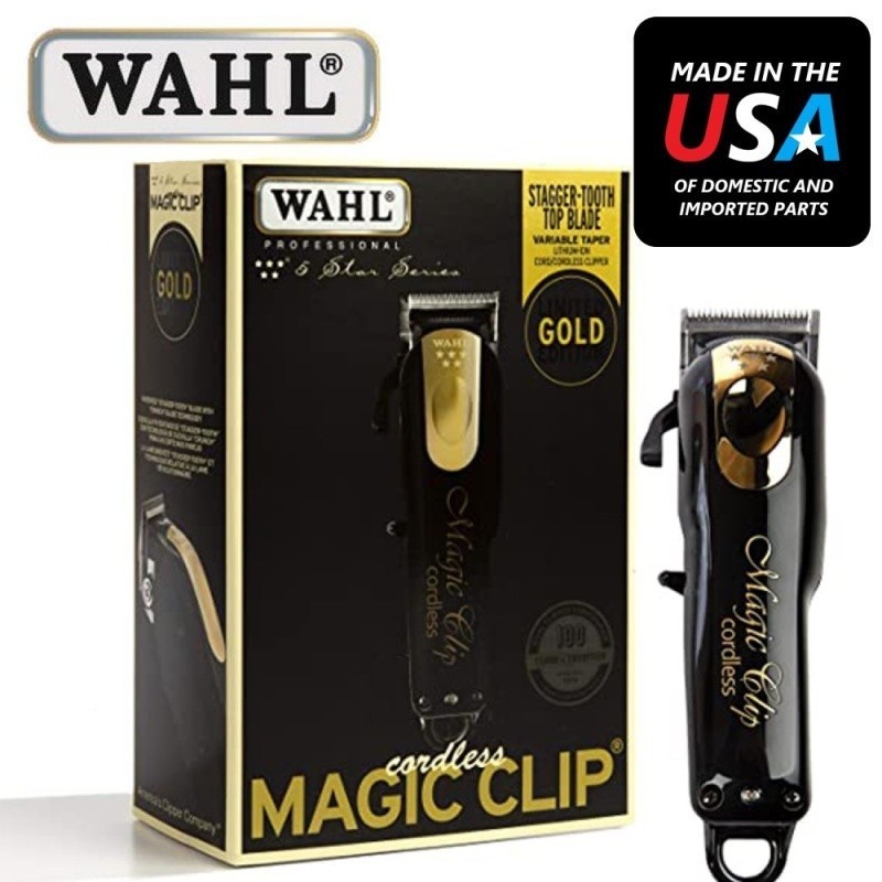Máquina De Cortar Cabelo Sem Fio Ouro Preto Série 5 Stars Magic Clips Edição Limitada Haircut WA8148 Profissional