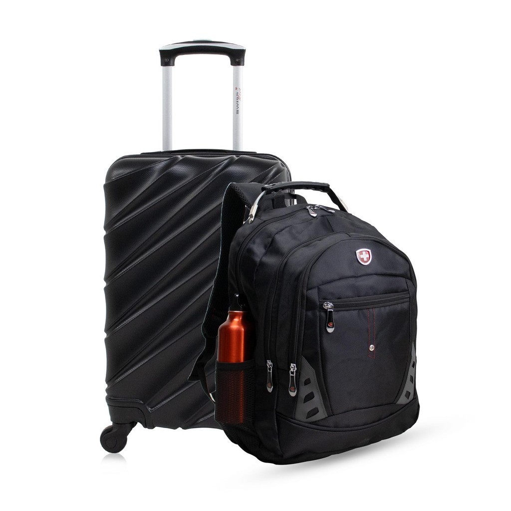 Kit Mala de bordo Preta Havana + Mochila Interlagos Swiss Move