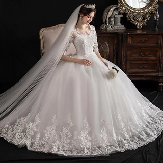 Vestido de Noiva Principal 2024 Primavera Novo Estilo Fantasia de um ombro Fantasia Slim-fit de Manga Média Qidi Mori Series Vestido de Noiva Tamanho Grande