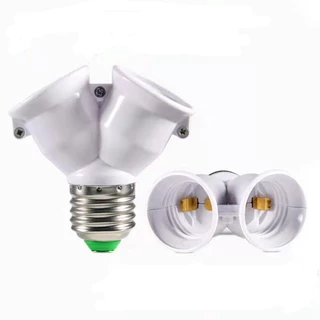 KIT com 3 Soquete Bocal Adaptador Duplo Tipo Y Duas Lampadas E27 TB-0632A