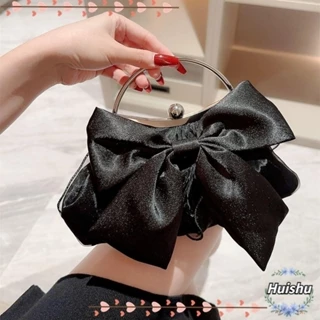 HUISHU Bowknot Saco Noturno , Sacos De Seda Brilhante Ouro , Banquete De Moda Festa De Casamento Com Embreagem