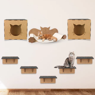Melhores Playground Gatos com Nicho Brinquedo de Gato prateleiras de parede em mdf Rede Kit 8 peças