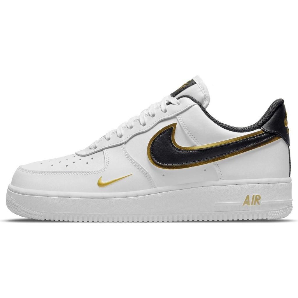 Nike Air Force 1'07 LV8 Gold AF1 Dourado Incrustado Duplo Gancho DA8481-100 Homens Mulheres Negras