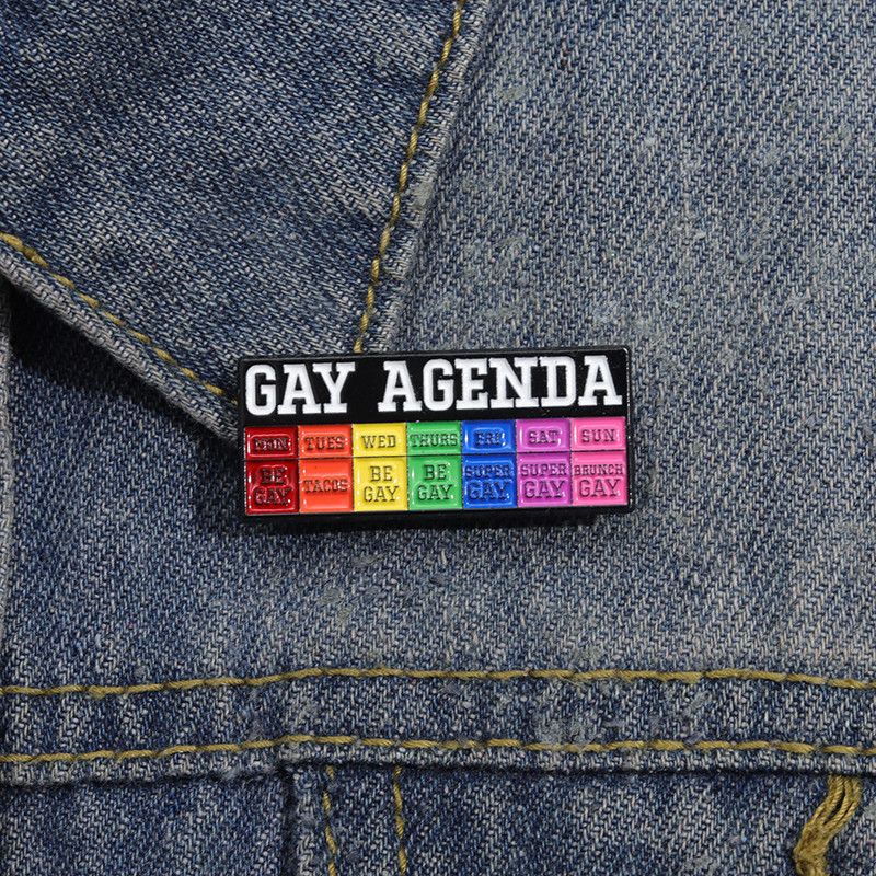 " A Agenda GAY " Broche Colorido De Esmalte Acessórios De Moda Vestuário LGBT Mochila Crachá Jóias De Presente Para Amigos