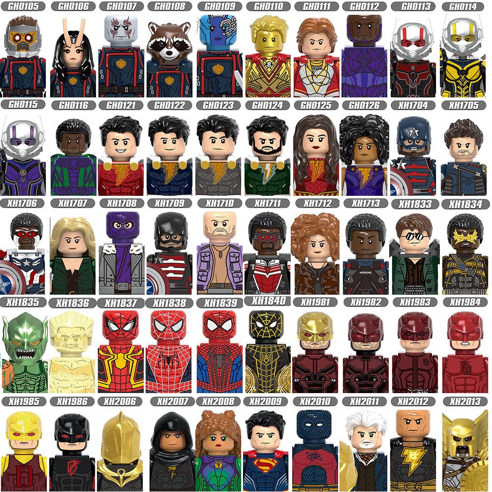 Marvel Superhero Minifigures Building Blocks Daredevil Shazam Bonecos De Brinquedos Homem-Aranha