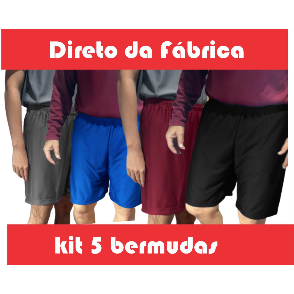 KIT 5 BERMUDAS Calção Para Academia Futebol Caminhada E Ginastica