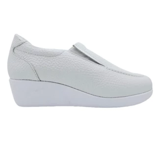 Sapato Usaflex Mocassim Anabela em Couro Relax Uniforme em Oferta na Shopee
