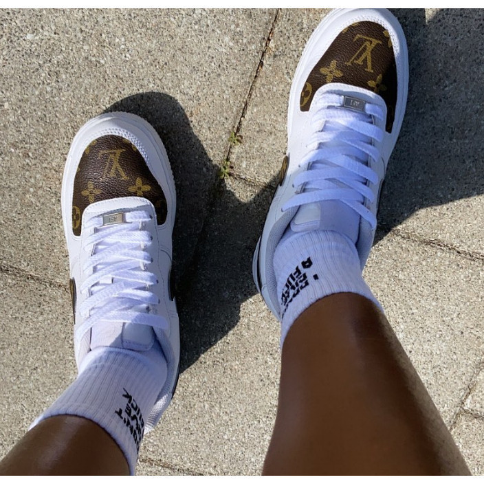 Tenis Air Force 1 LV Feminino Masculino Lançamento 2024 Branco/Marrom 34 ao 43 Luis Viton Promoção