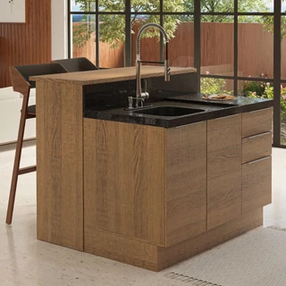 Ilha de Cozinha com Bancada e Balcão 120 cm Rustic Stella Madesa em Oferta na Shopee