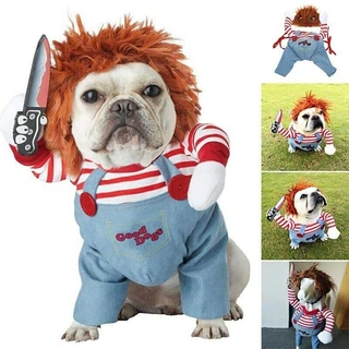 Engraçado Pet Gato Cão Desgaste Chucky Deadly Boneca Cosplay Festa Traje