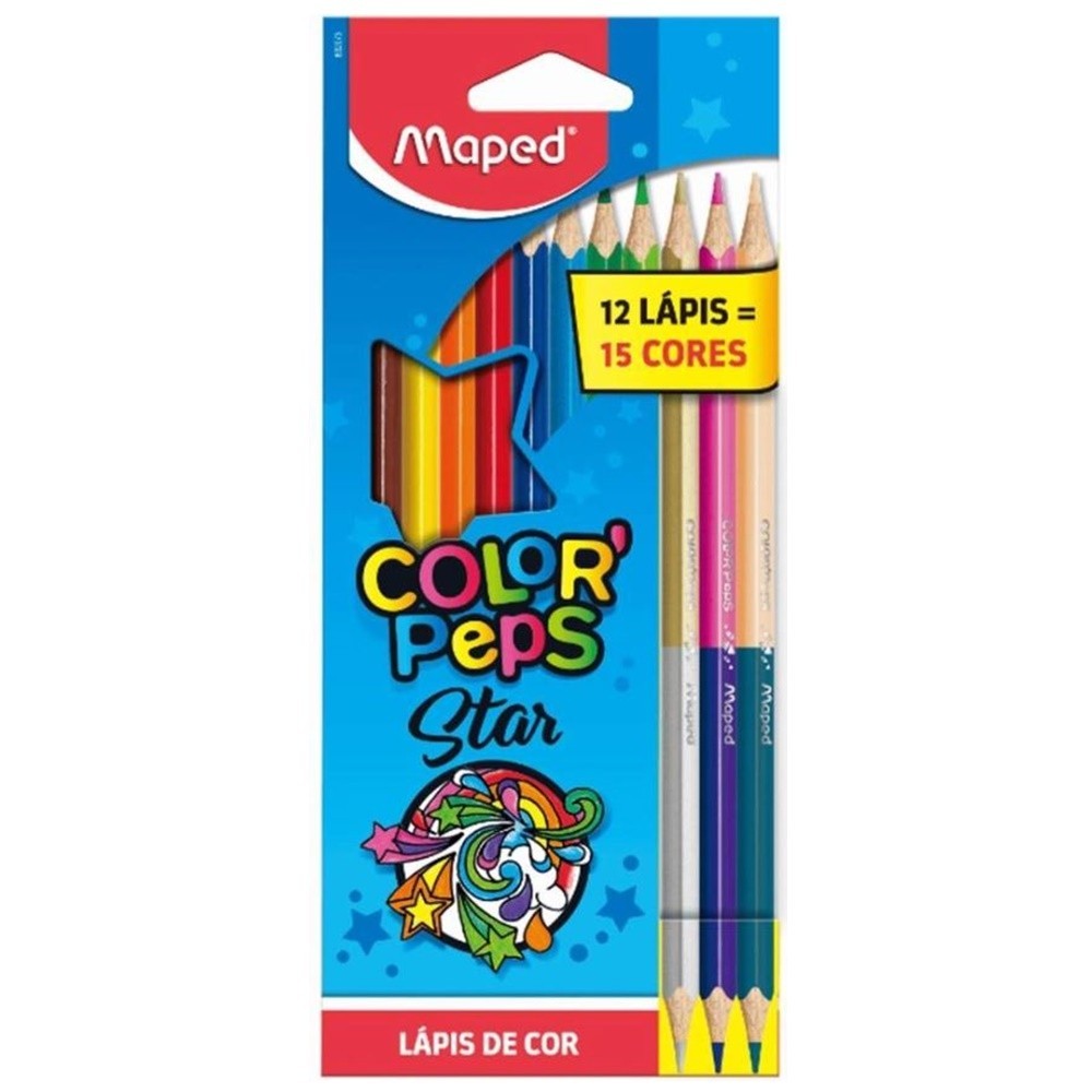 Lapis de Cor Color Peps Star 12 Lapis 15 Cores (Ref. 832073) Maped ...