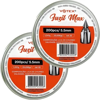 Kit 2 Chumbinhos Fuzil Max 5.5mm 200pcs/pot - Votex