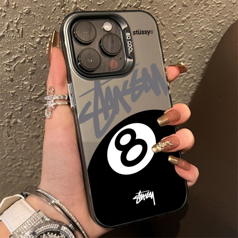 Moda Cool Stussy Billiards IMD Estojo Para iPhone 15 14 13 12 11 Pro Max XR XS 7 8 Plus SE 2020 Marca De Maré Padrão Prata À Prova De Choque Capa Dura