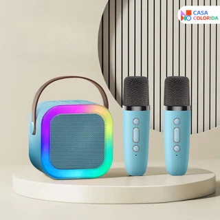 Caixa De Som De Alto-Falante Bluetooth C/Microfone Com Luzes LED Reprodução De Karaokê Família Crianças em Oferta na Shopee