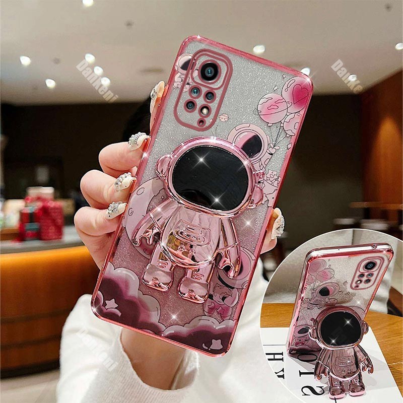 Custodia Redmi Note 13 4D Con Supporto Astronauta 3D | Antiurto In TPU | Borchia Galvanizzata Sottile