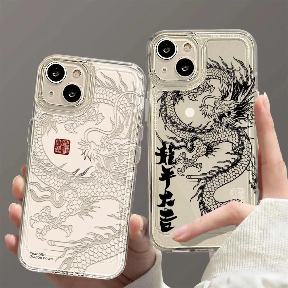 Estojo Para Celular Xiaomi Mi 11 Lite 5G NE 11T POCO M3 X3 NFC X4 GT M4 Pro X5 Capa Soft Clear TPU 3D Dragon Totem Proteção Da Lente Do Desenho Animado Tendência Marca À Prova De Choque