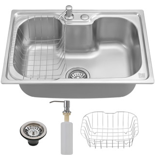 Cuba para Cozinha Gourmet Pia Aço Inox com Acessórios e Tábua de Corte Nawa  50 cm e Torneira Gourmet Munim