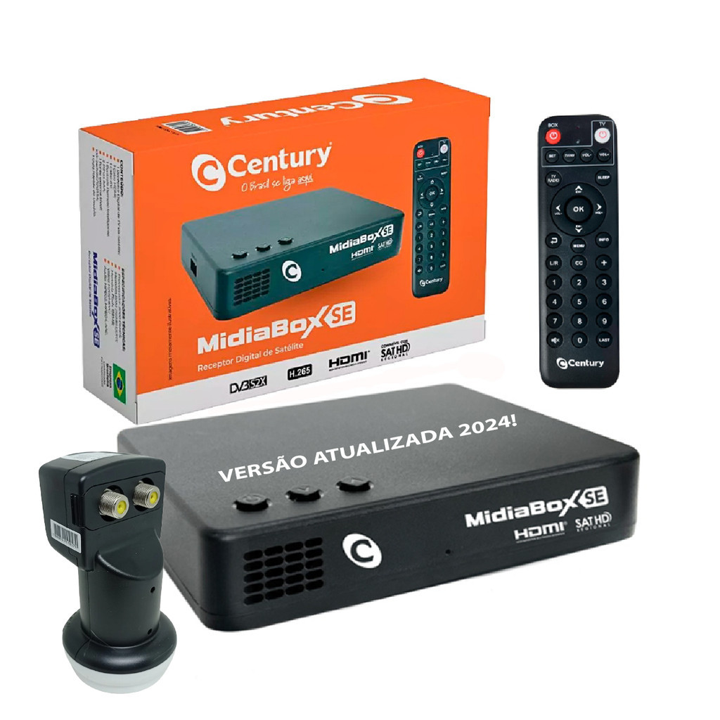 KIT RECEPTOR MIDIABOX DIGITAL BANDA KU CENTURY - SE + LNBF DUPLO ...