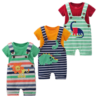 Roupas infantis Roupas infantis de manga curta t macacão de sangue Conjunto de macacão de 2 peças Baby Overalls