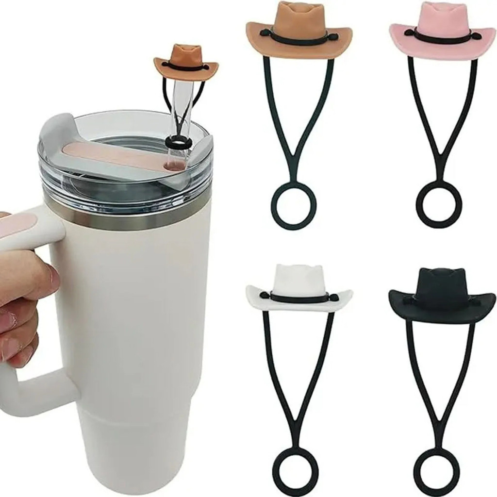 Chapéu De Cowboy De Silicone Capas De Palha Cute Funny Tumbler Acessórios Compatíveis Com Stanley