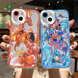 Capa Para Iphone 11 12 13 14 15 Pro Max 6 6S 7 8 Plus 7Plus 13 Mini XS XR SE 2022 Macio Transparente Silicone Pokemon Charizard Proteção Da Lente Esquilo