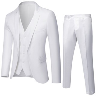 DPOIS Women's Dress Pantsuit for Weddings Elegant Three-Piece Pant Suit Set  Pink M 
