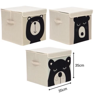 Kit 3 Caixas Organizadora Infantil Animals - Ursos Teddy / Abu e Bubi