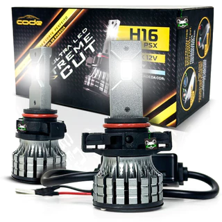 Kit Par Lâmpada Automotiva Ultra Led Extreme Cut 6000K 4400 Lúmens Encaixe Modelo H16 Code