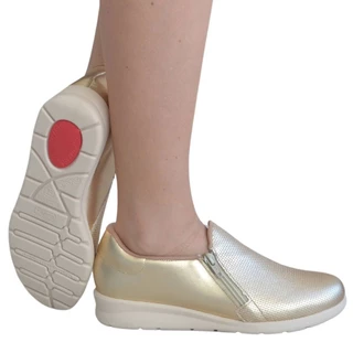 Tênis Feminino Usaflex Impacto Couro Conforto Ziper Mm1801 em Oferta na Shopee